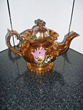Victorian Handpainted copper Luster tea Pot C1860