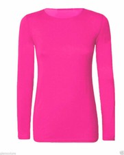 LADIES PLAIN TSHIRT WOMANS LONG SLEEVE SCOOP NECK T SHIRT TOP PLUS SIZE