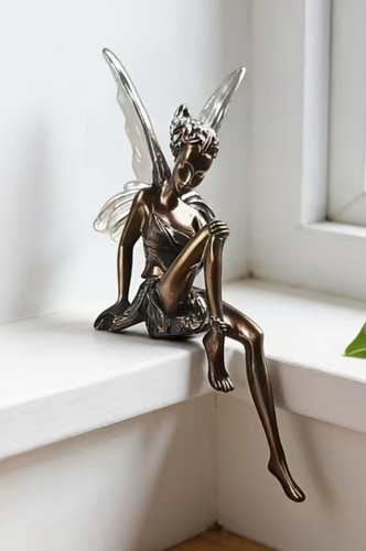 Sitting fairy pixie shelf - sitting, edge