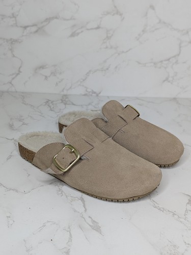 Ladies beige suede slip on - m&s,