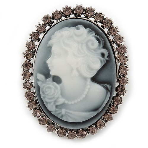 Vintage inspired grey crystal - vintage,