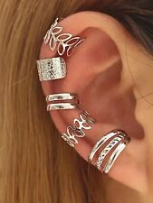 5 Pcs Sterling Silver Non-Pierced Cuff Earrings  Crystals Plated for Women-Girl