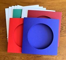 5x Tri-fold 5.75" (140mm) Circle Aperture Cards - Christmas Colours Cross Stitch