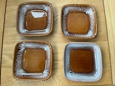 4x Honiton Pottery Devon Trinket/Pin Dish Brown Measures 11 x 11 cm Vintage Set