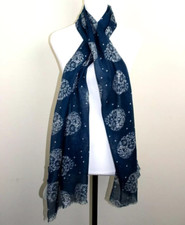 Blue Skull Print Scarf Floral