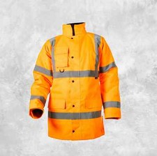 Hi Vis Mens Waterproof Parka Jacket EN20471 RIS-3279-TOM Safety Work Coat