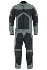 Men Motorcycle Motorbike Suit Armored Jacket Trouser Mesh Racing Suit Grey