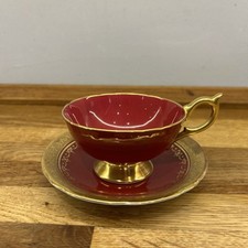 Lovely rare red & gold Aynsley cup & saucer set Athens shape cup 1933 - 1939 