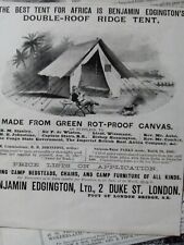 Kvc25 Ephemera 1895 advert Benjamin edgington ridge tent 