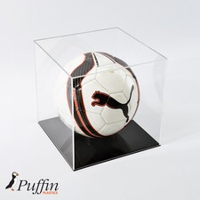 Acrylic Football Display Case - Black Base - Wall Mounted