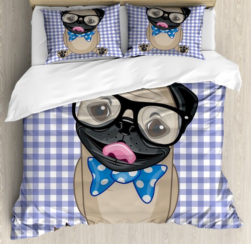 Pug duvet cover set - duvet, nerdy