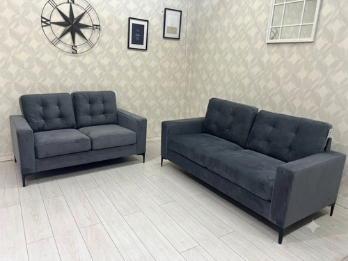 Sofa set suite grey fabric - set,