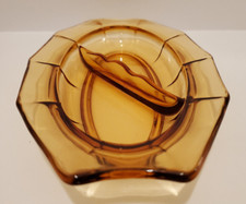 Stylish Antique Cambridge Glass Decagon Range Amber Relish Dish 