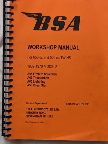 Bsa a65 a50 workshop - workshop, manual