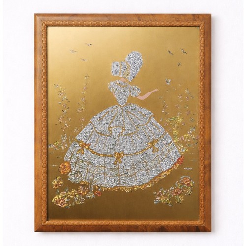 Vintage foil art lady ball - foil,