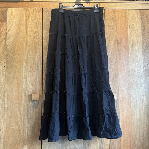 Tiered maxi skirt beaded - beaded, trim