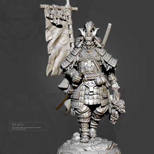 75mmh samurai figure unpainted - 75mmh,