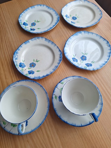 Vintage hand painted blue