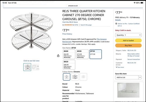 Three quarter kitchen cabinet - quarter,