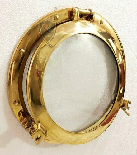 Brass glass porthole shiny - 12",