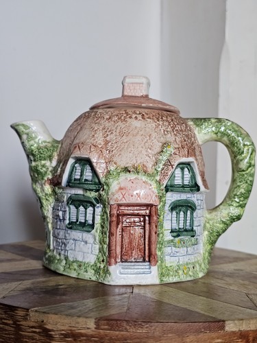 Vintage cottage house tea pot - cottage,
