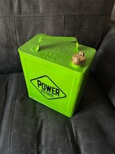 Vintage 1958 Power Petrol Can W&D Metal Fuel Tin Bright Green Retro Garage Decor
