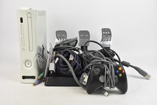 Xbox 360 White Console with Controller & Thrustmaster T3PA Pedal Set Untested
