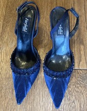 Farfalla London Ladies Blue Beaded Slingback Heeled Shoes Size 5