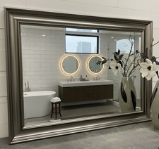 LARGE Pewter Gunmetal Mirror