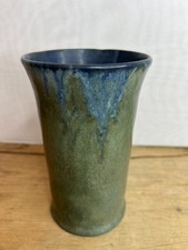 Rare Unusual Carter Stabler Adams Poole Dark Green Blue Mottled Vase Good Cond