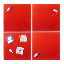 Red Magnetic Glass Board Message Writing Notice with Pen Wall Mounted Kitchen
