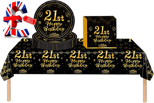 Black gold 21st birthday - black,