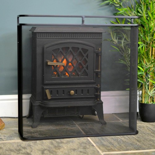 Black railed single panel - railed, fire