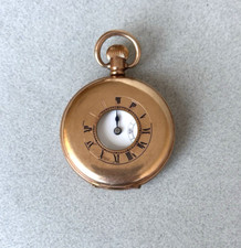 ANTIQUE DENNISON STAR HALF HUNTER GOLD PLATED POCKET WATCH vintage