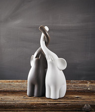 Pure Lifestyle - Set of 2 Ceramic Lovers Elephant Animal Figurines GYP006 25.5cm