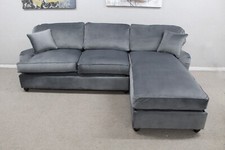 Willow & HallThe Larkhill Vintage Velvet Gunmetal 5 Seater RHF Chaise Sofa Bed
