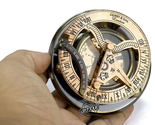 Copper sundial with compass - sundial,