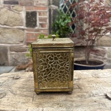 An Antique Arts & Crafts Brass Storage Box  / Art Nouveau Tea Caddy/ Storage Box