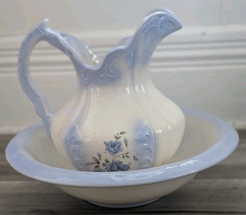 Vtg lrg ceramic pitcher wash - ceramic,