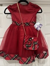 Girls Size 7 Red Dress BLUE BERI BLVD Christmas Tutu Skirt Plaid Trim Cute Purse