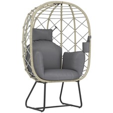 Outsunny Egg Chair with Cushion, Headrest, Grey, Refurbished