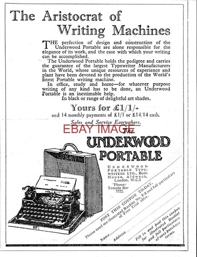 1929 advert the - the, underwood