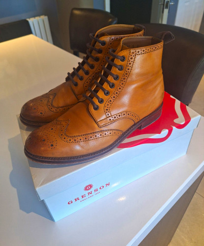 Grenson sharp brogue boot tan - sharp,