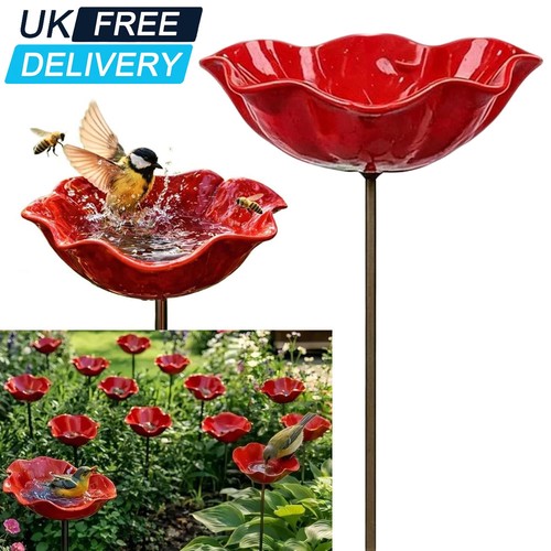 Bird bath stake - bird, handmade