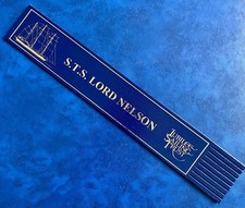 S.T.S. Lord Nelson, Jubilee Sailing Trust Blue & Gold Vintage Leather Bookmark 