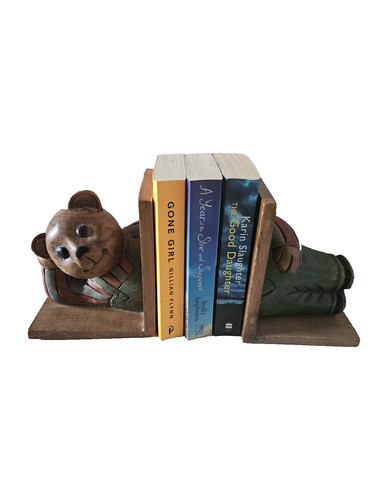 Vintage teddy bear wooden book - bear,