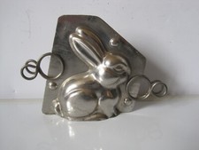 Vintage tin two piece chocolate mould with clips - small sitting rabbit  #3030/3
