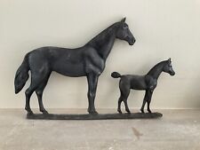 Metal silhouette of mare and foal/ornament/weather vane