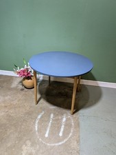 Retro Kandya Formica Round Kitchen Table Blue Large Mid-Century 