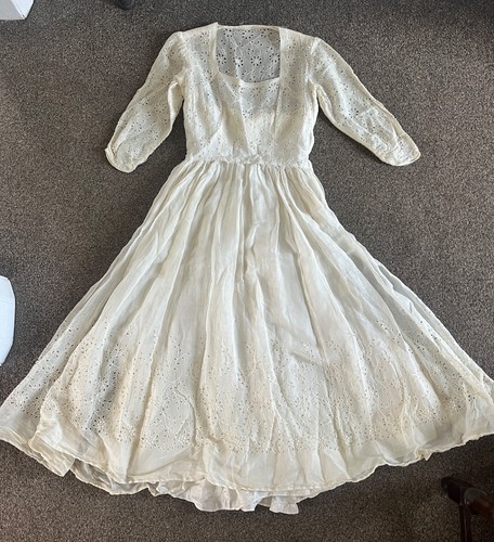 Vintage 50s cream broderie - vintage,